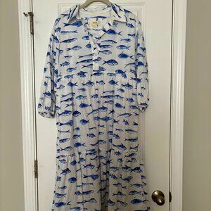 Anthropologie Maeve Tiered Fish Dress Midi